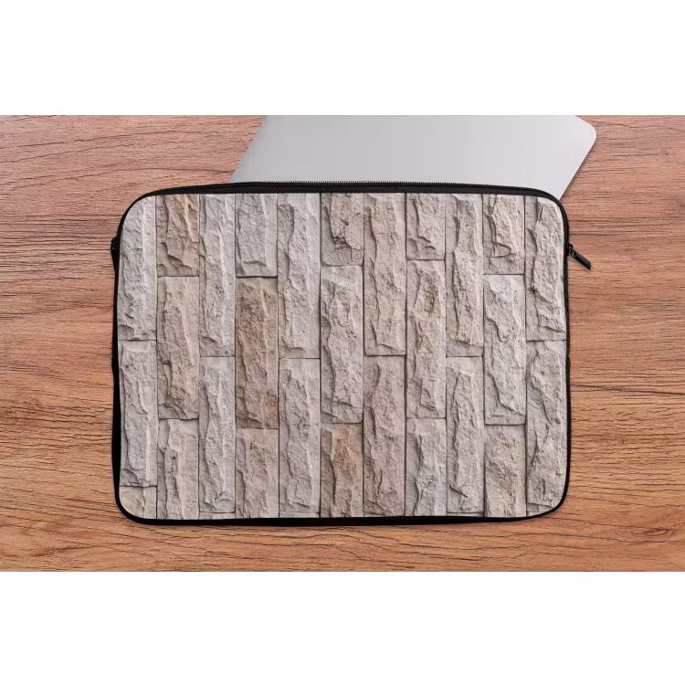 Muur - Steen - Ruw - Beige - Textuur laptophoes neopreen klein -tafel