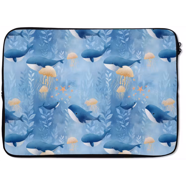 Walvissen - Oceaan - Blauw laptophoes neopreen klein 279 -zkaufland3dotto