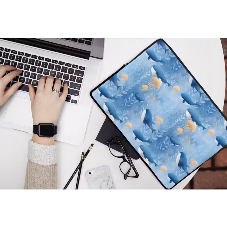 Walvissen - Oceaan - Blauw laptophoes neopreen klein 279 -bureau