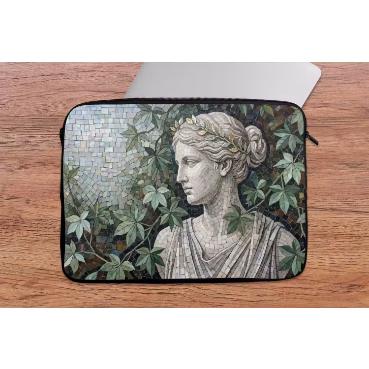 Vrouw - Klassiek - Mozaiëk - Natuur - Groen laptophoes neopreen klein -tafel