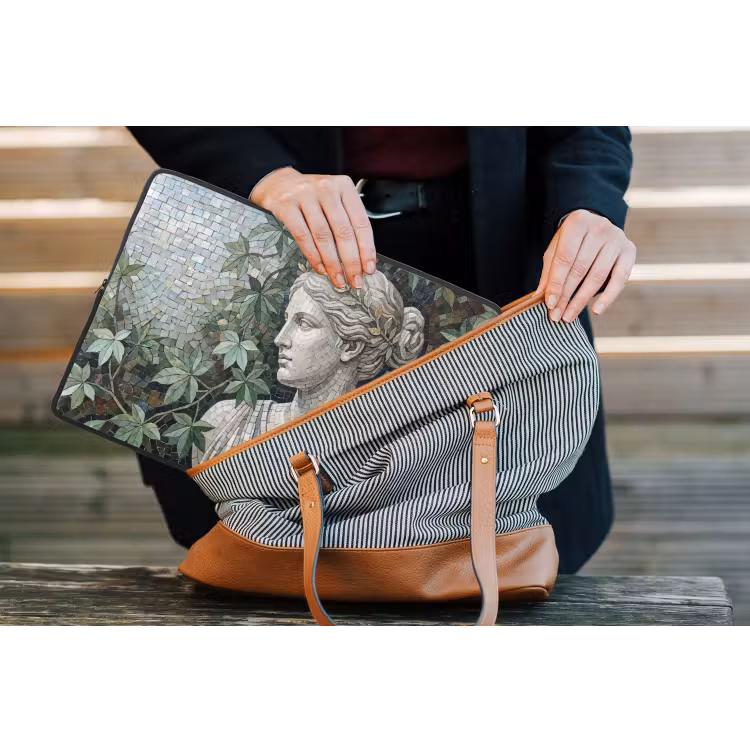 Vrouw - Klassiek - Mozaiëk - Natuur - Groen laptophoes neopreen klein -tas
