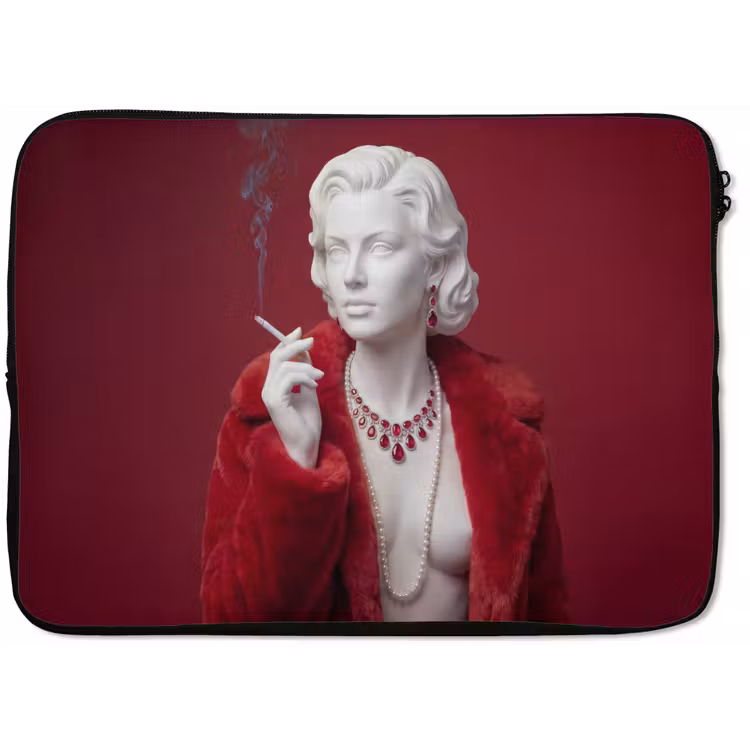 Vrouw - Bontjas - Mode - Klassiek - Rood laptophoes neopreen klein -zkaufland3dotto