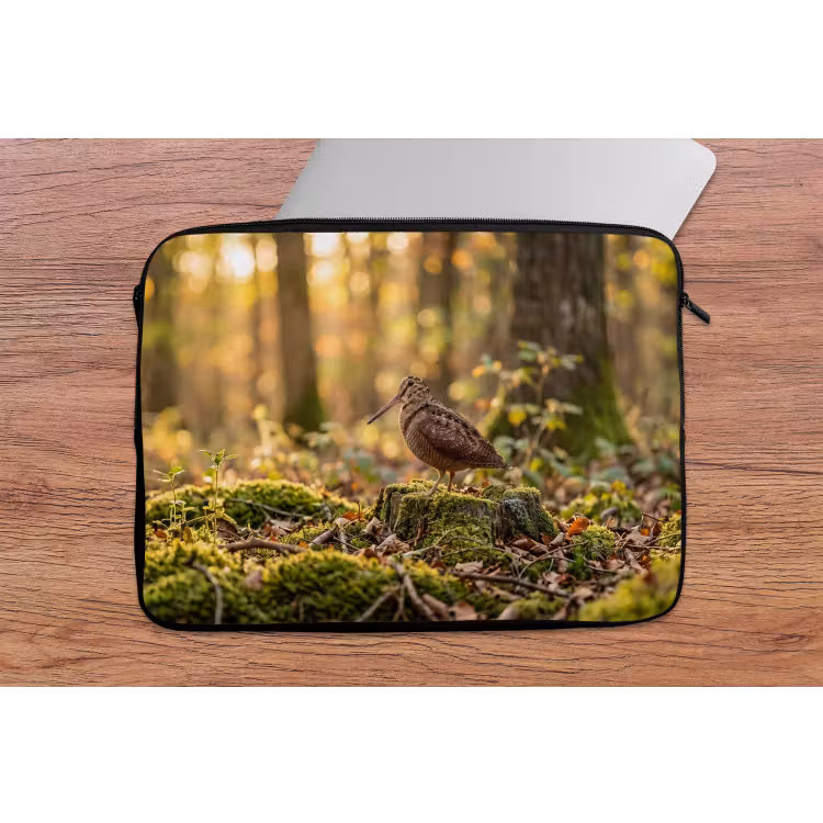 Houtsnip - Bos - Bladeren - Herfst - Gecamoufleerd laptophoes neopreen klein -tafel