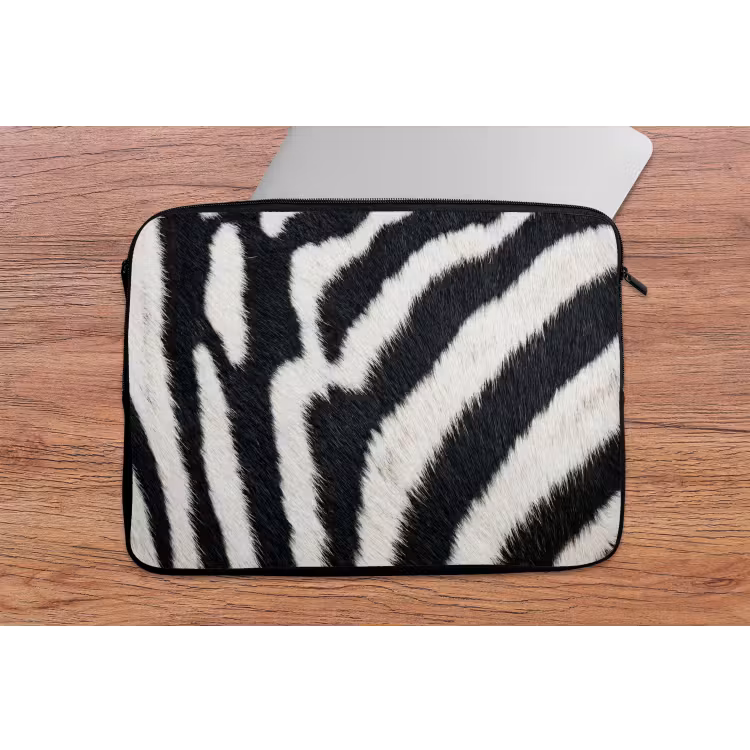 Zebra - Vacht - Klassiek - Zwart - Wit laptophoes neopreen klein -tafel