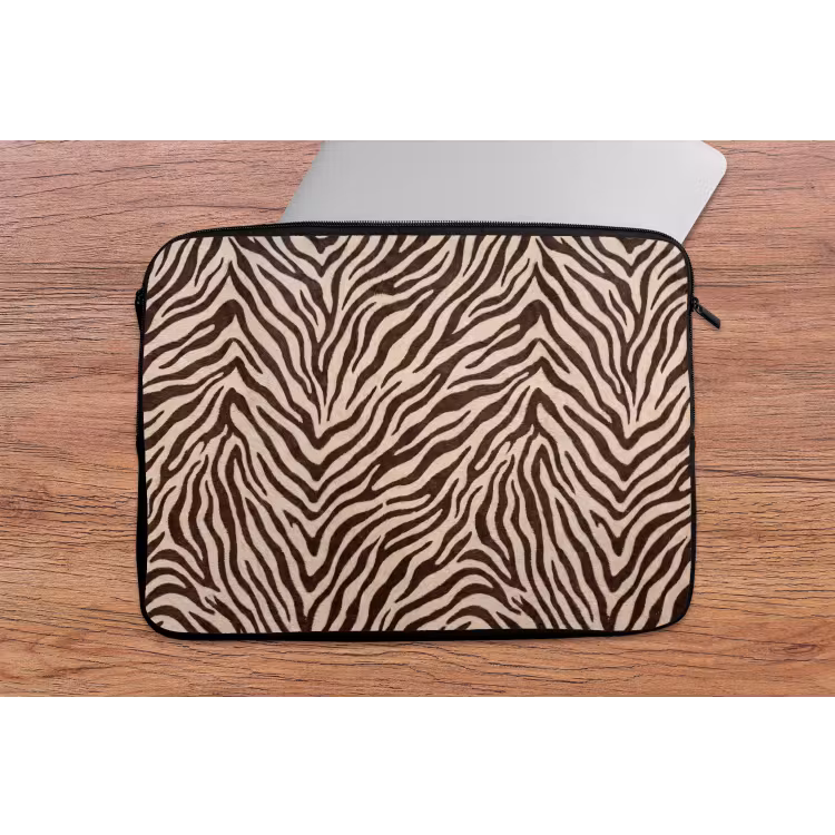 Zebra - Strepen - Bruin laptophoes neopreen klein -tafel