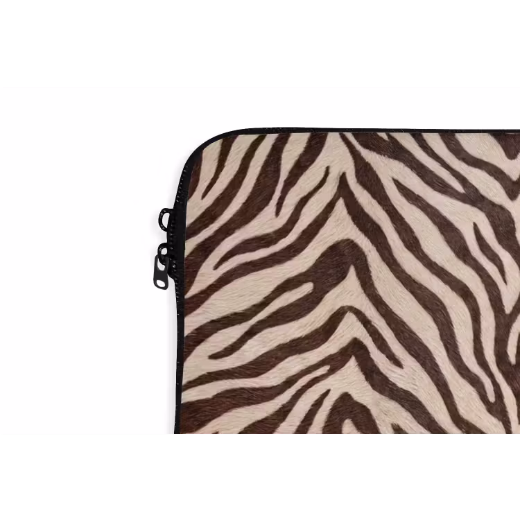 Zebra - Strepen - Bruin laptophoes neopreen klein -detail