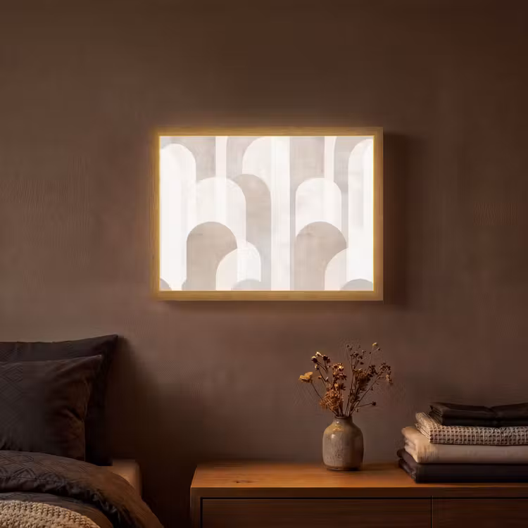 Abstracte bogen - Modern - Beige Light Box met batterij (Wandlamp) middel -sfeer4
