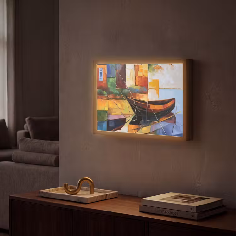 Abstract - Kunst - Boot - Kleuren Light Box met batterij (Wandlamp) middel -sfeer1