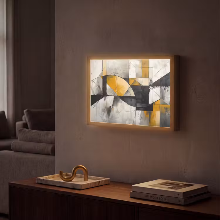 Abstract - Kunst - Geometrisch - Aesthetic Light Box met batterij (Wandlamp) middel -sfeer1