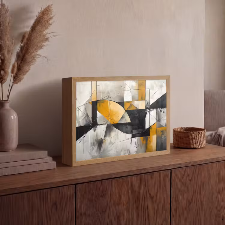 Abstract - Kunst - Geometrisch - Aesthetic Light Box met batterij (Wandlamp) middel -sfeer2