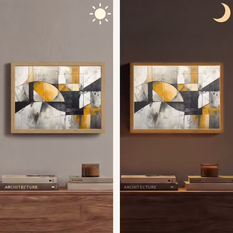 Abstract - Kunst - Geometrisch - Aesthetic Light Box met batterij (Wandlamp) middel -sfeer3