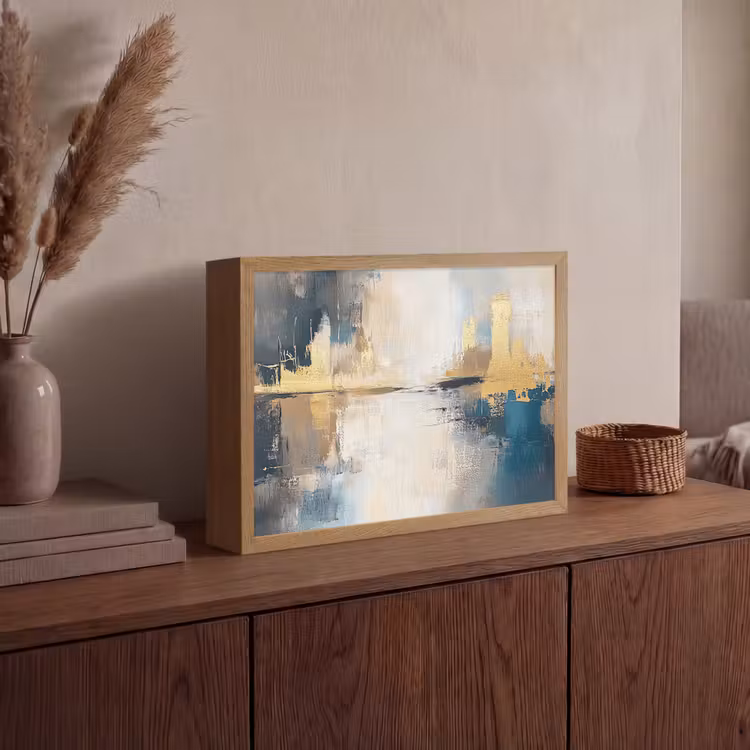 Abstract - Kunst - Goud Light Box met batterij (Wandlamp) middel -sfeer2