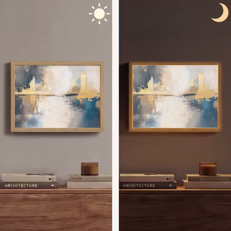 Abstract - Kunst - Goud Light Box met batterij (Wandlamp) middel -sfeer3
