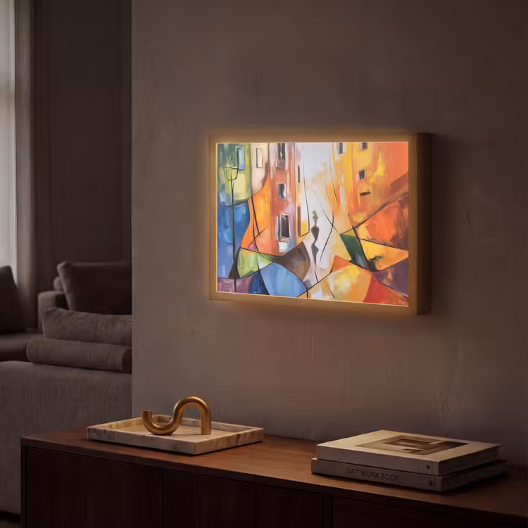 Abstract - Kunst - Schilderij - Kleuren Light Box met batterij (Wandlamp) middel -sfeer1