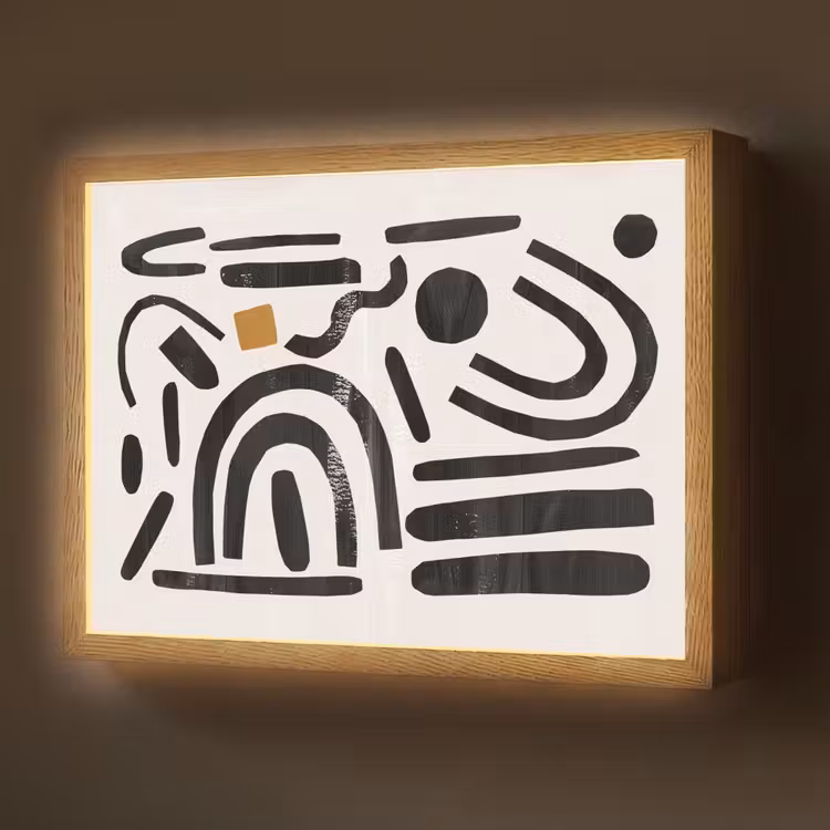 Abstract - Kunst - Vormen - Zwart Light Box met batterij (Wandlamp) middel -z3d_website