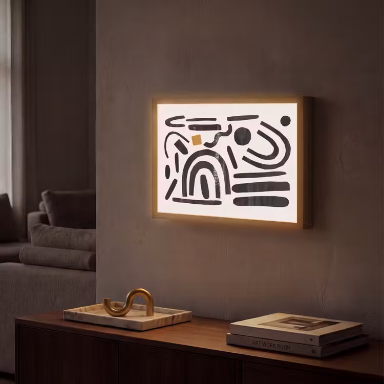 Abstract - Kunst - Vormen - Zwart Light Box met batterij (Wandlamp) middel -sfeer1