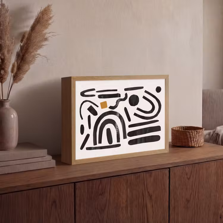 Abstract - Kunst - Vormen - Zwart Light Box met batterij (Wandlamp) middel -sfeer2