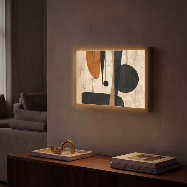 Abstract - Kunst - Vormen - Modern Light Box met batterij (Wandlamp) middel -sfeer1