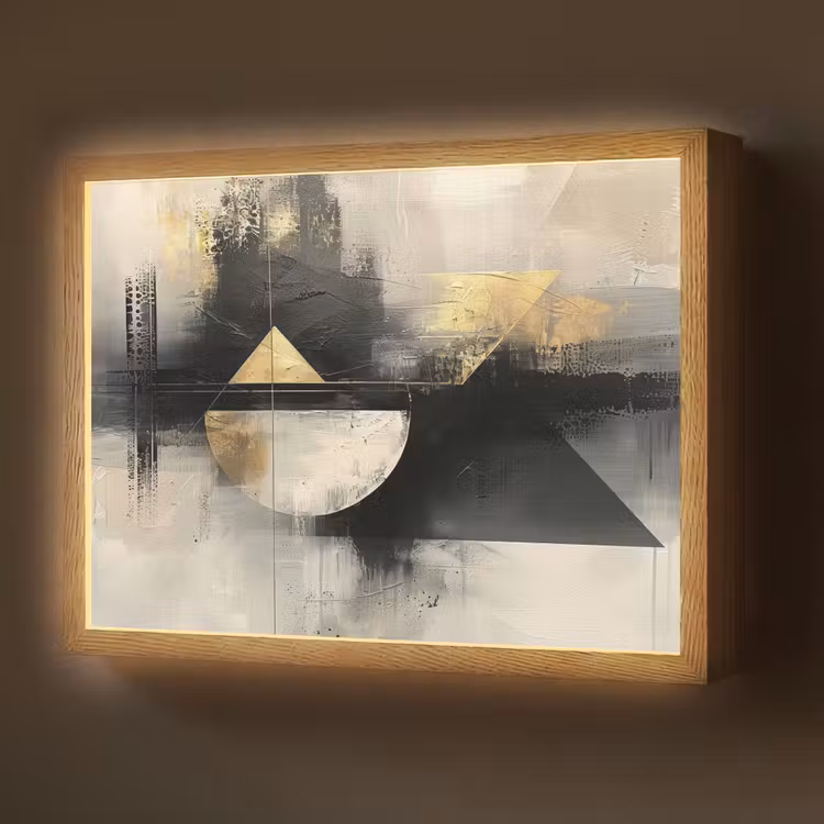 Abstract - Zwart - Verf - Modern Light Box met batterij (Wandlamp) middel -z3d_website