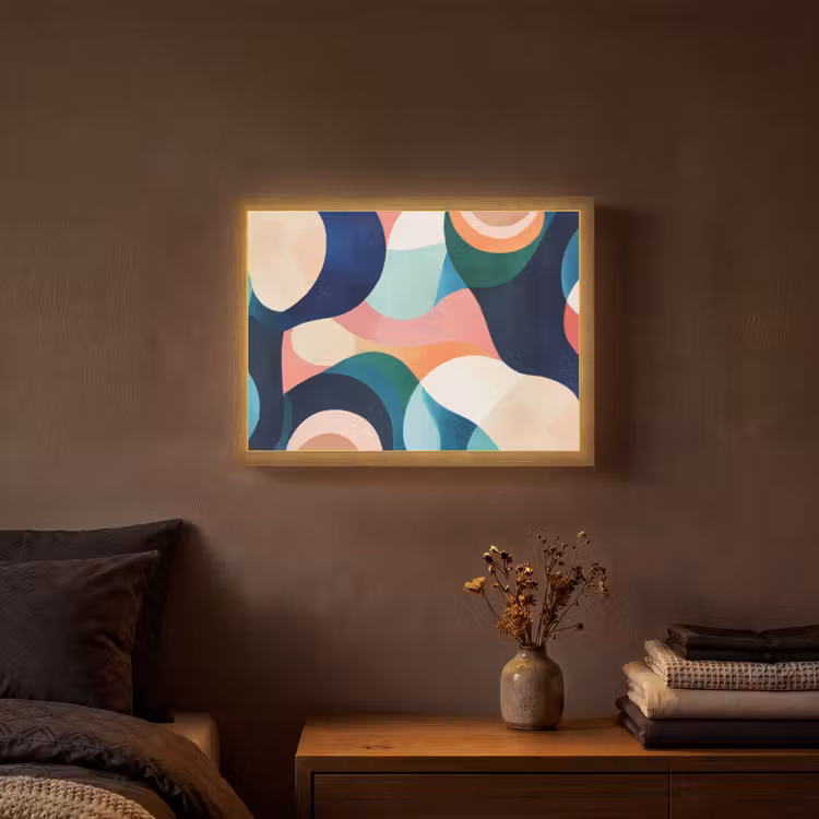 Abstract - Blauw - Roze Light Box met batterij (Wandlamp) middel -sfeer4