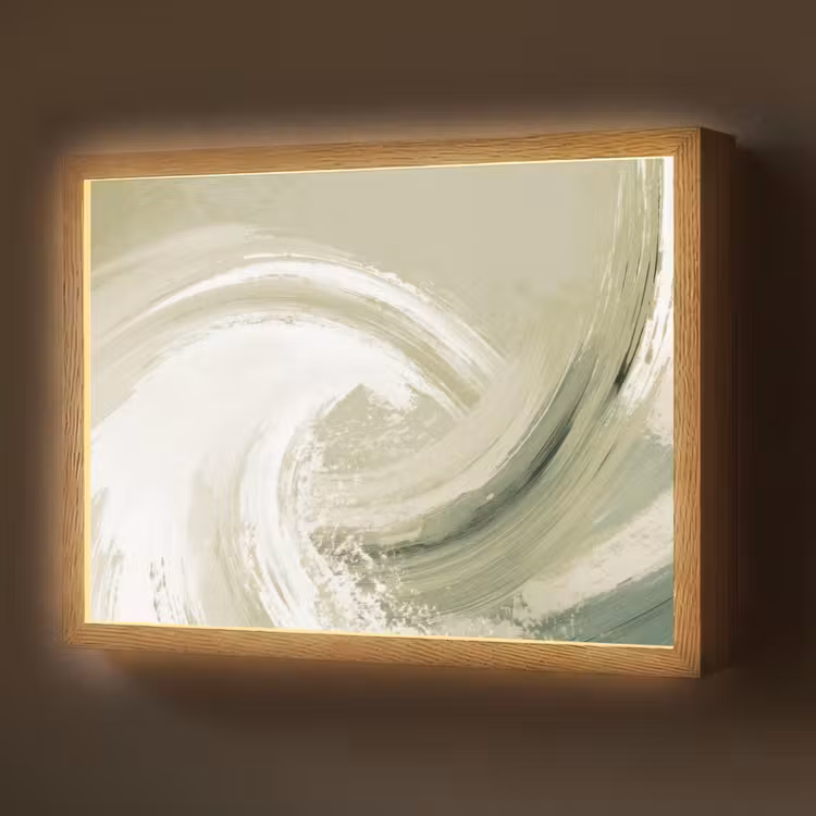 Abstract - Penseelstreken - Golven - Groen Light Box met batterij (Wandlamp) middel -z3d_website
