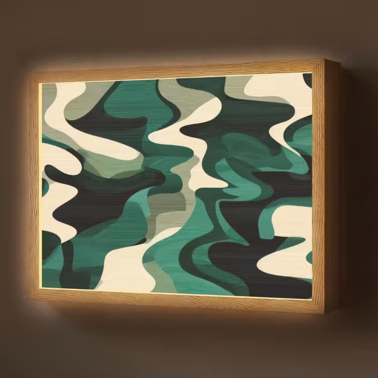 Abstract - Camouflage - Groen Light Box met batterij (Wandlamp) middel -z3d_website