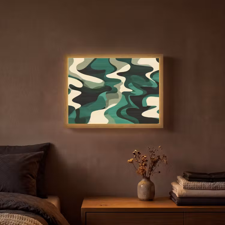 Abstract - Camouflage - Groen Light Box met batterij (Wandlamp) middel -sfeer4