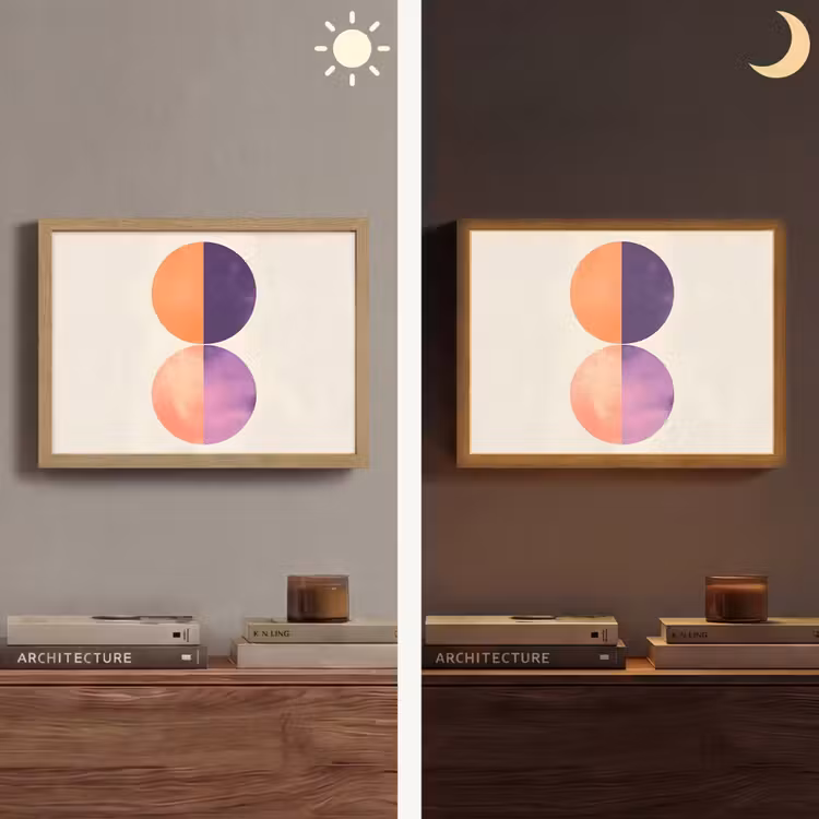 Abstract - Cirkels - Paars Light Box met batterij (Wandlamp) middel -sfeer3