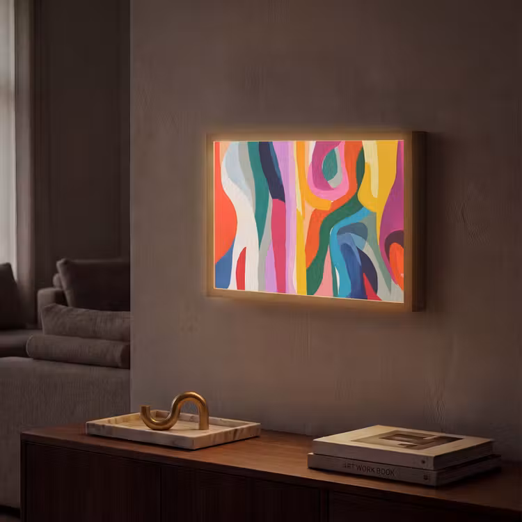 Abstract - Kleurrijk - Golven - Lijnen Light Box met batterij (Wandlamp) middel -sfeer1