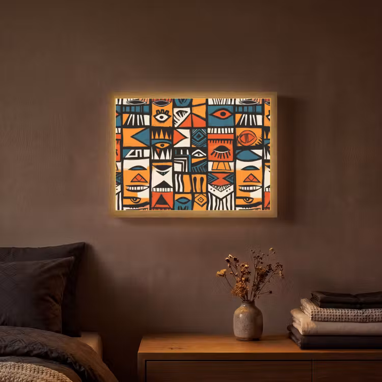 Abstract - Gezichten - Mozaïek Light Box met batterij (Wandlamp) middel -sfeer4