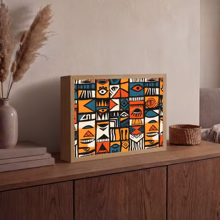 Abstract - Gezichten - Mozaïek Light Box met batterij (Wandlamp) middel -sfeer2