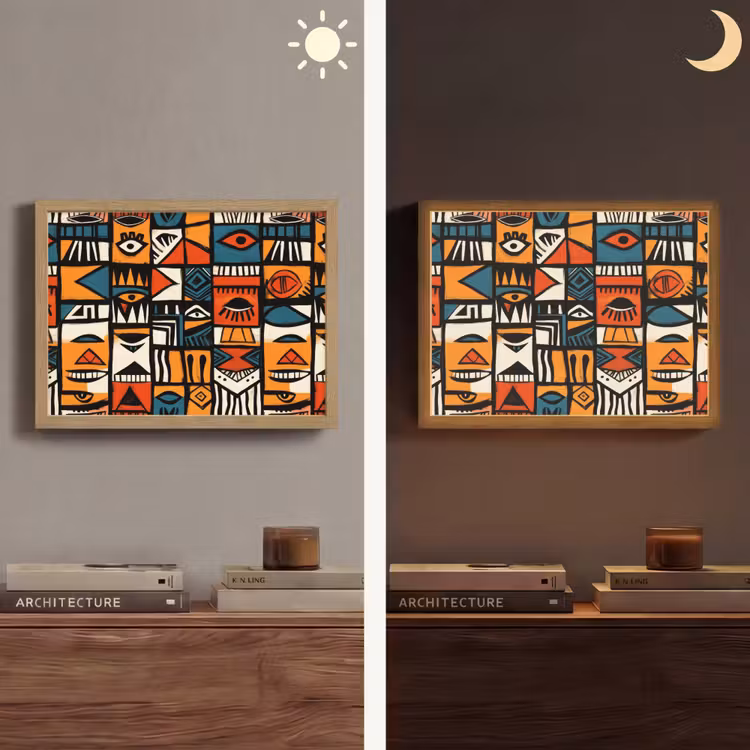 Abstract - Gezichten - Mozaïek Light Box met batterij (Wandlamp) middel -sfeer3