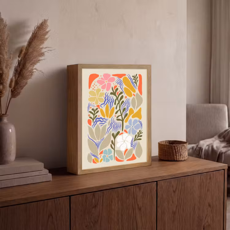 Abstract - Bloemen - Bladeren Light Box met batterij (Wandlamp) middel -sfeer2