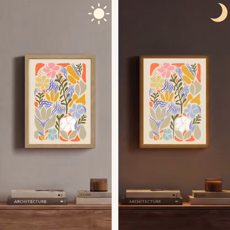 Abstract - Bloemen - Bladeren Light Box met batterij (Wandlamp) middel -sfeer3