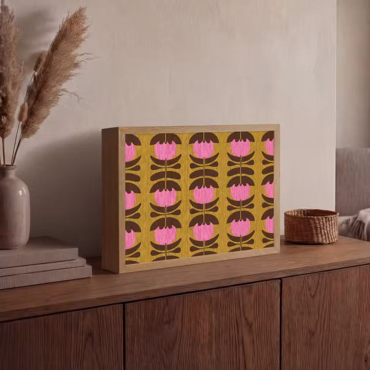 Abstract - Bloemen - Roze Light Box met batterij (Wandlamp) middel 907 -sfeer2