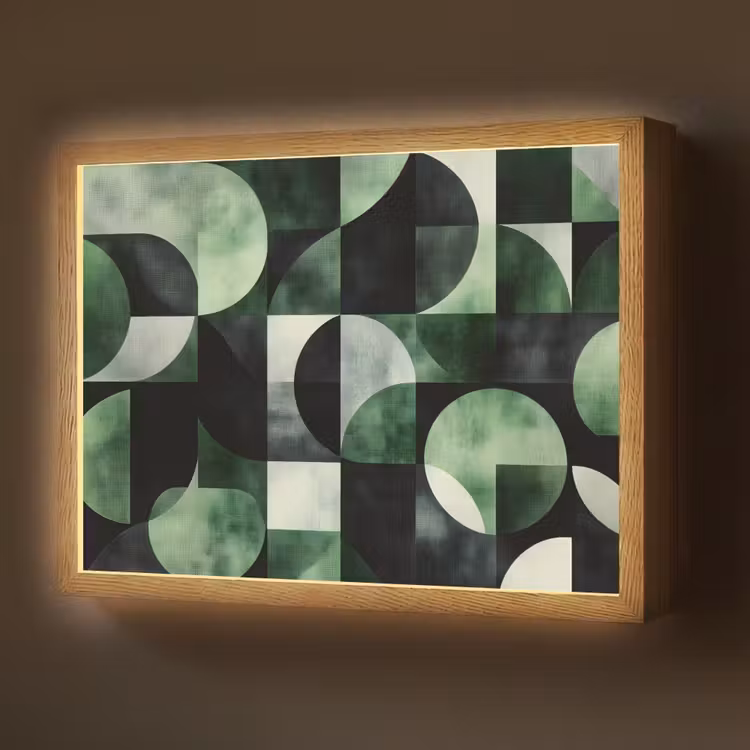 Abstract - Groen - Vormen Light Box met batterij (Wandlamp) middel -z3d_website