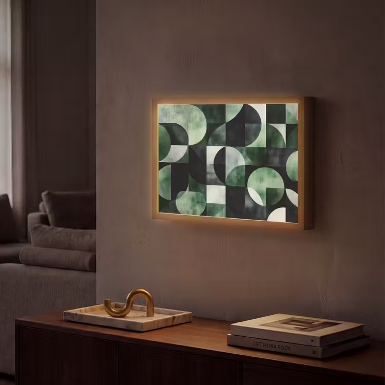 Abstract - Groen - Vormen Light Box met batterij (Wandlamp) middel -sfeer1
