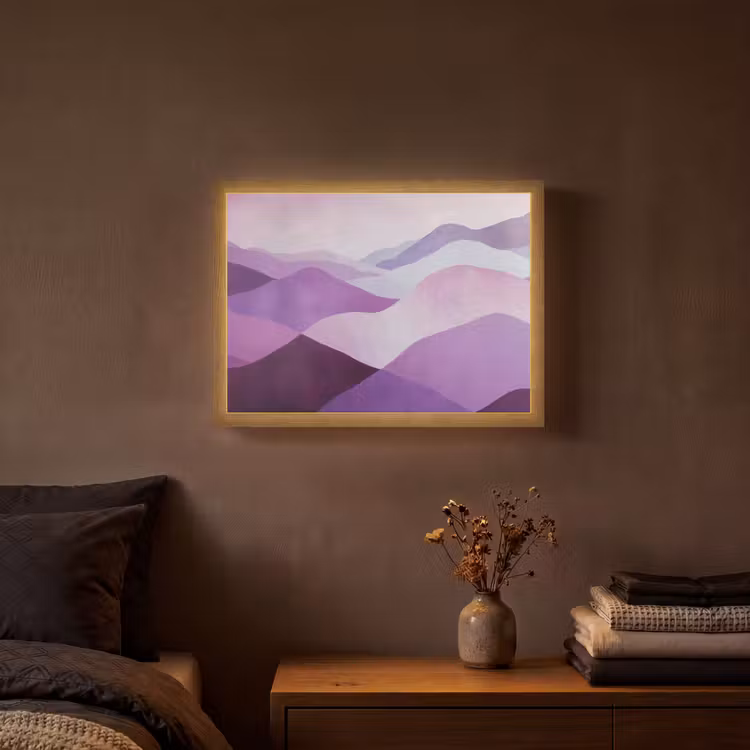 Abstract - Heuvels - Landschap - Paars Light Box met batterij (Wandlamp) middel -sfeer4