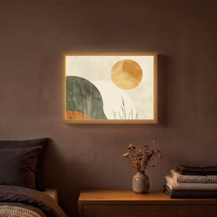 Abstract - Landschap - Zon - Kunst Light Box met batterij (Wandlamp) middel -sfeer4