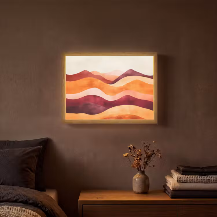 Abstract - Landschap - Golven Light Box met batterij (Wandlamp) middel -sfeer4