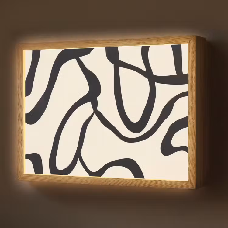Abstract - Lijnen - Modern - Beige Light Box met batterij (Wandlamp) middel -z3d_website