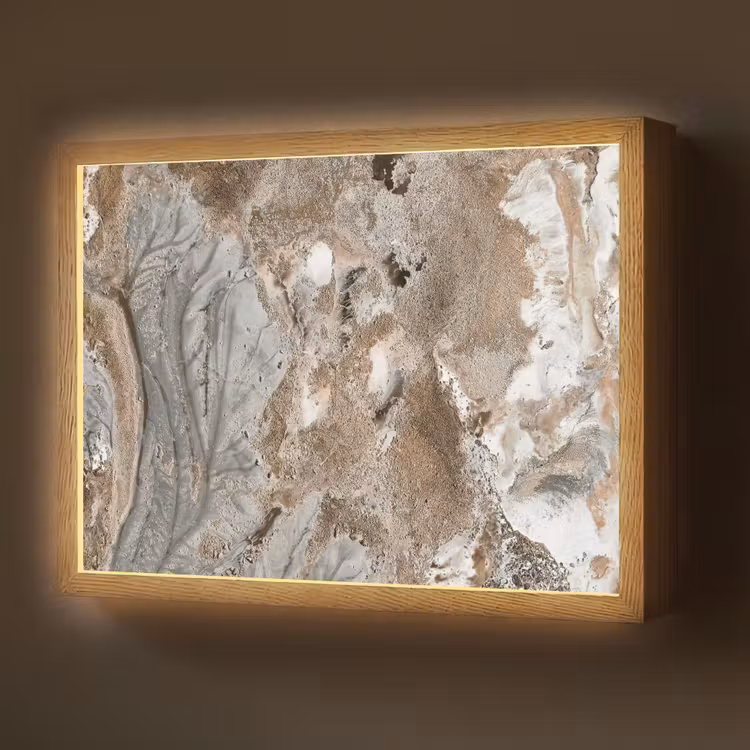 Abstract - Marmer - Wit - Bruin - Marmerlook Light Box met batterij (Wandlamp) middel -z3d_website