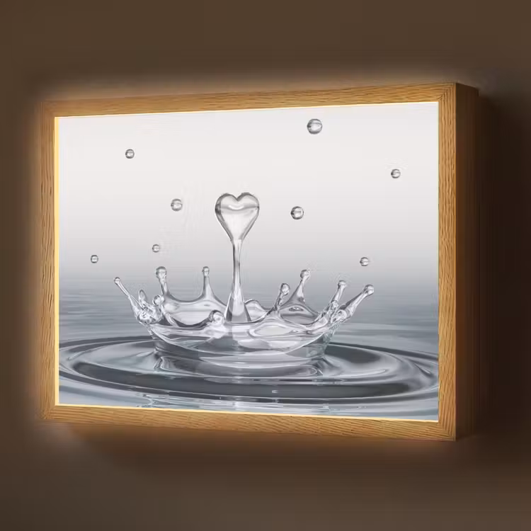 Abstract - Modern - Water - Hart Light Box met batterij (Wandlamp) middel -z3d_website