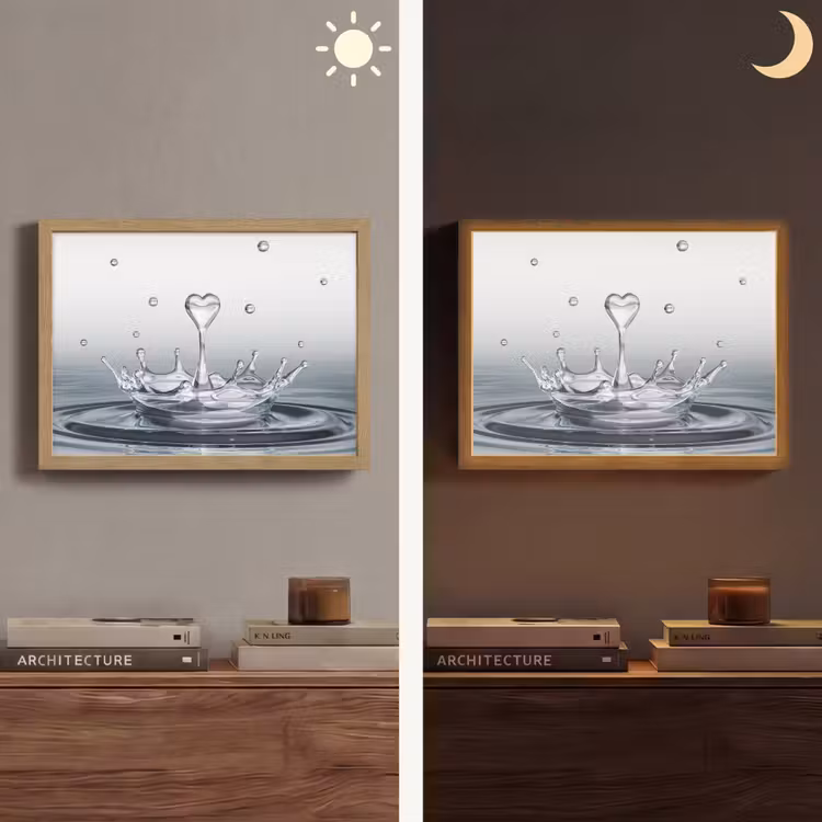 Abstract - Modern - Water - Hart Light Box met batterij (Wandlamp) middel -sfeer3