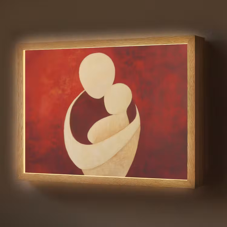 Abstract - Moeder - Kind - Rood Light Box met batterij (Wandlamp) middel -z3d_website