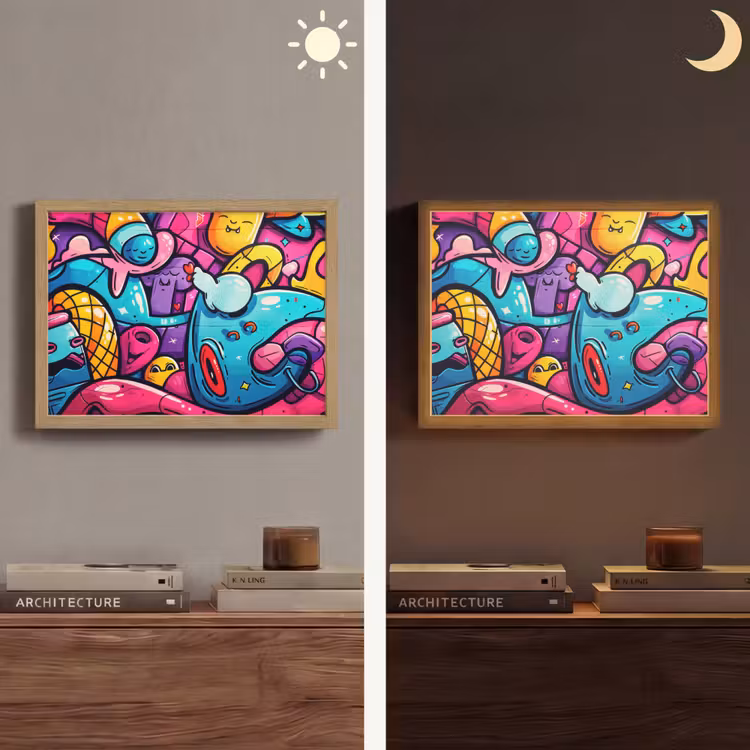Abstract - Neon - Design - Kleurrijk - Graffiti Light Box met batterij (Wandlamp) middel -sfeer3
