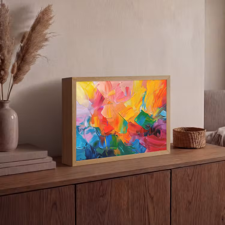 Abstract - Verflook - Modern - Kleurrijk Light Box met batterij (Wandlamp) middel -sfeer2