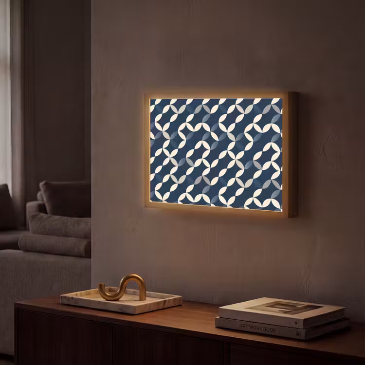 Abstract - Patroon - Blauw Light Box met batterij (Wandlamp) middel 907 -sfeer1