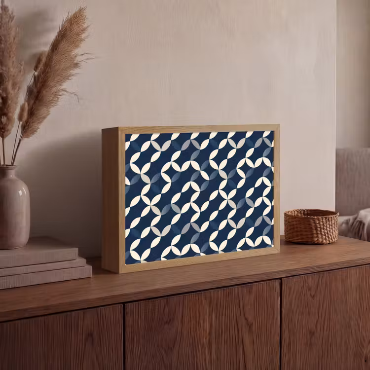 Abstract - Patroon - Blauw Light Box met batterij (Wandlamp) middel 907 -sfeer2