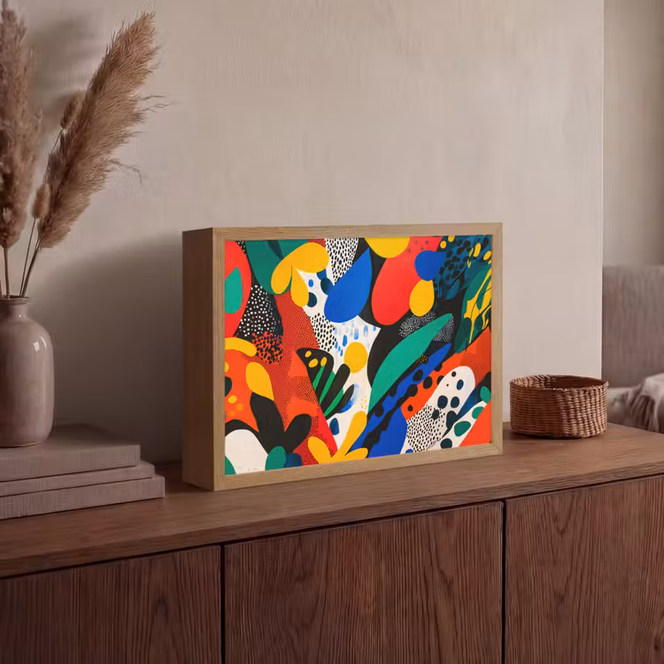 Abstract - Planten - Vormen - Kleurrijk Light Box met batterij (Wandlamp) middel -sfeer2